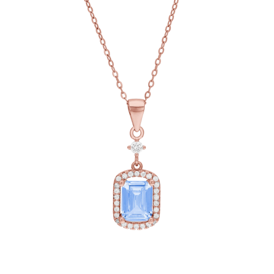 Collier en argent doré rose, oxydes de zirconium 