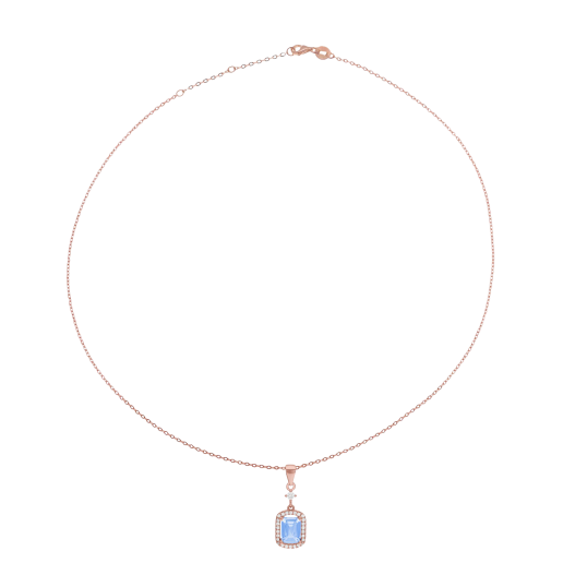 Collier en argent doré rose, oxydes de zirconium 