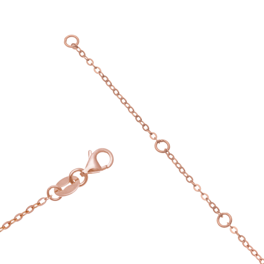 Collier en argent doré rose, oxydes de zirconium 