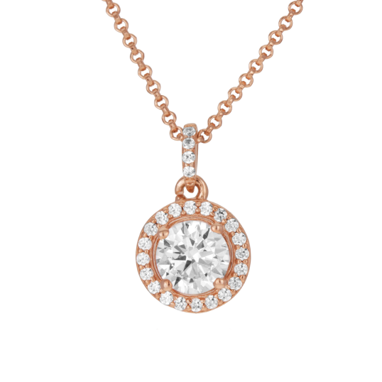 Collier argent doré rose et oxydes de zirconium