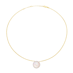 Collier en argent doré, nacre et oxydes de zirconium