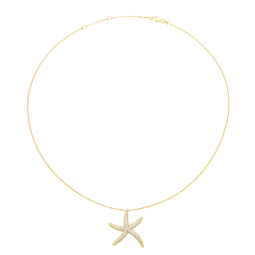 Collier en argent doré et oxydes de zirconium, étoile de mer