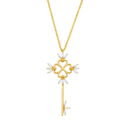 Collier en argent doré et oxydes de zirconium, clef