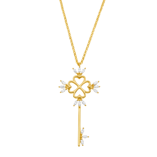Collier en argent doré et oxydes de zirconium, clef
