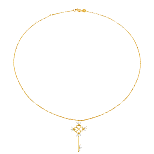 Collier en argent doré et oxydes de zirconium, clef