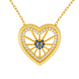 Collier en argent doré et oxydes de zirconium