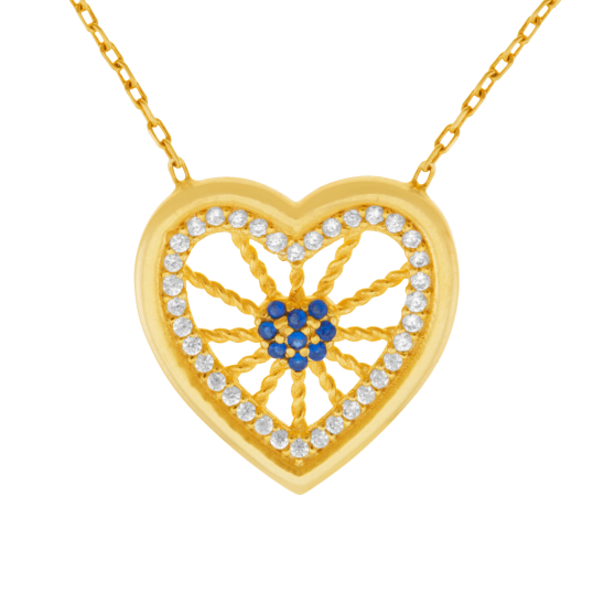 Collier en argent doré et oxydes de zirconium