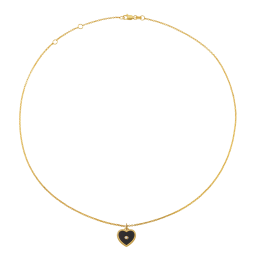 Collier en argent doré, onyx et oxyde de zirconium, coeur