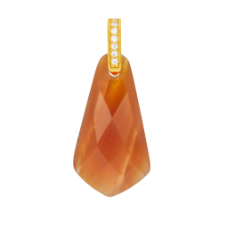 Pendentif en plaqué or et oxydes de zirconium, Cornaline