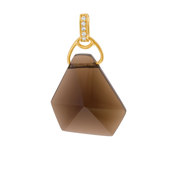 Pendentif en plaqué or et oxydes de zirconium, Quartz fumé