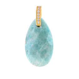 Pendentif en plaqué or et oxydes de zirconium, Amazonite