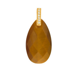 Pendentif en plaqué or et oxydes de zirconium, Oeil de tigre