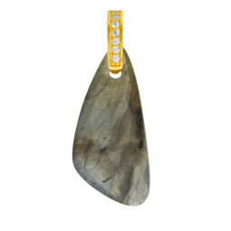 Pendentif en plaqué or et oxydes de zirconium, Labradorite