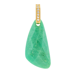 Pendentif en plaqué or et oxydes de zirconium, Chrysoprase