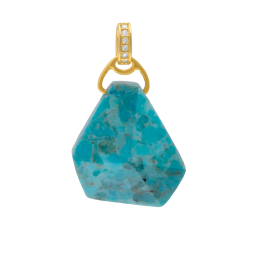 Pendentif en plaqué or et oxydes de zirconium, turquoise reconstituée