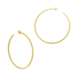 Créoles en plaqué or,  oxydes zirconium, 55 mm