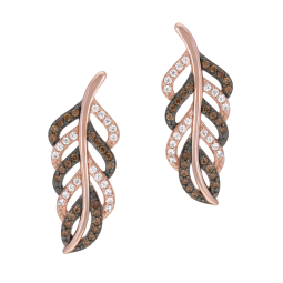 Boucles d'oreilles en plaqué or rose et rhodié, oxydes de zirconium