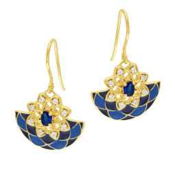 Boucles d'oreilles en plaqué or, oxydes de zirconium et laque