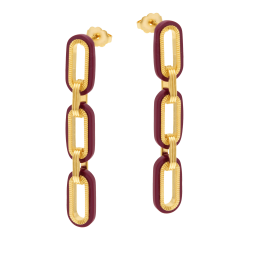 Boucles d'oreilles en plaqué or et laque rouge
