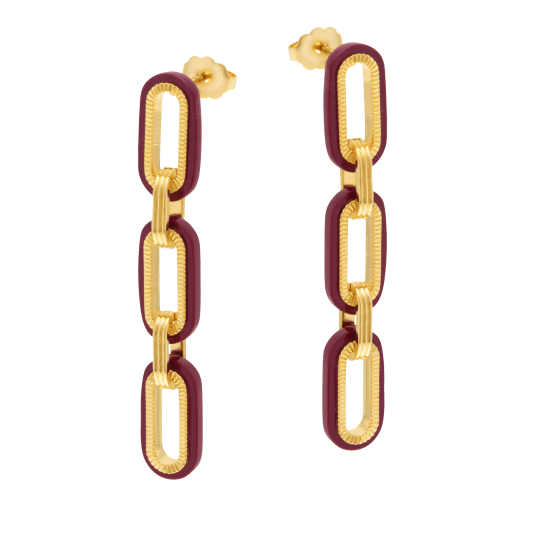 Boucles d'oreilles en plaqué or et laque rouge