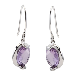 Boucles en argent rhodié, améthyste