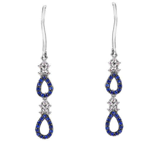 Boucles d'oreilles en argent rhodié, oxydes de zirconium
