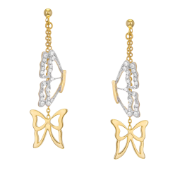 Boucles en argent rhodié et doré, papillons oxydes de zirconium