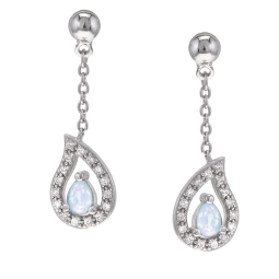 Boucles d'oreilles en argent rhodié, oxydes de zirconium