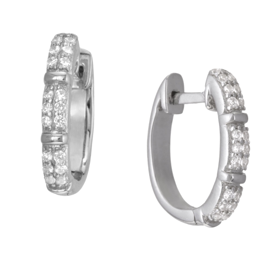 Boucles d'oreilles en argent rhodié et oxydes de zirconium Boucles d'oreilles en argent rhodié et oxydes de zirconium