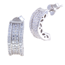 Boucles d'oreilles argent rhodié et oxydes de zirconium