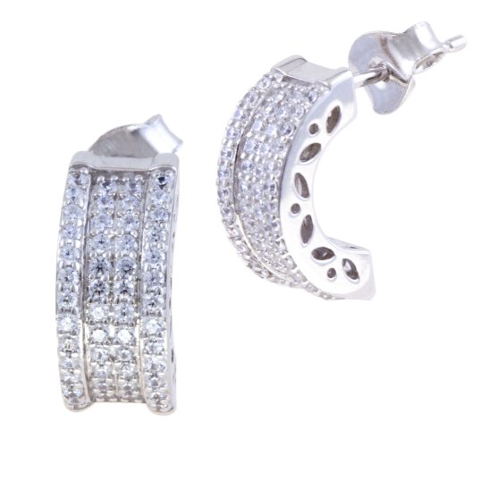 Boucles d'oreilles argent rhodié et oxydes de zirconium