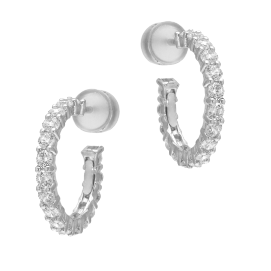 Boucles d'oreilles en argent rhodié, oxydes de zirconium Boucles d'oreilles en argent rhodié, oxydes de zirconium