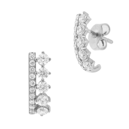 Boucles d'oreilles en argent rhodié, oxydes de zirconium
