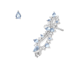Boucles en argent rhodié, oxydes de zirconium blancs et bleus