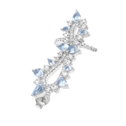 Boucles en argent rhodié, oxydes de zirconium blancs et bleus