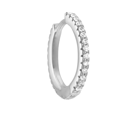 Boucles d'oreilles en argent rhodié, perle de culture  et oxydes de zirconium 