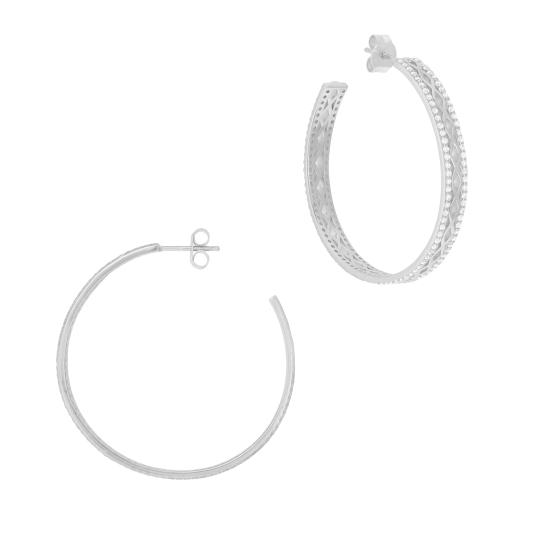 Boucles d'oreilles en argent rhodié et oxydes de zirconium