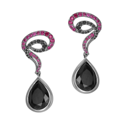 Boucles d'oreilles en argent rhodié gris anthracite et oxydes de zirconium