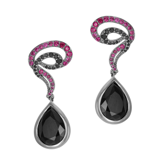Boucles d'oreilles en argent rhodié gris anthracite et oxydes de zirconium