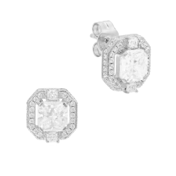 Boucles d'oreilles en argent rhodié, oxydes de zirconium