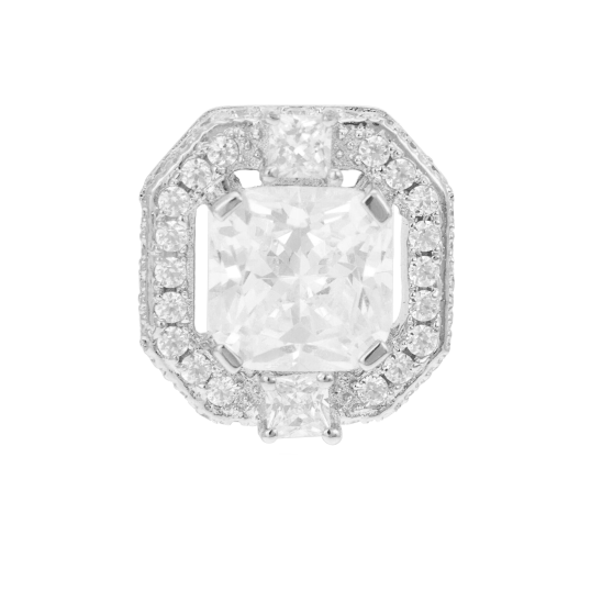 Boucles d'oreilles en argent rhodié, oxydes de zirconium
