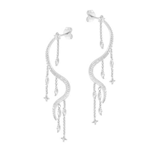 Boucles d'oreilles en argent rhodié et oxydes de zirconium