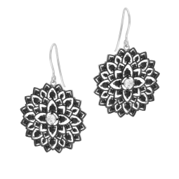 Boucles d'oreilles en argent rhodié et rhodié noir, spinelles et oxyde de zirconium