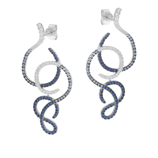 Boucles d'oreilles en argent rhodié et rhodié noir, oxydes de zirconium
