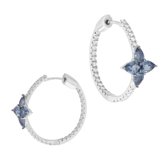 Boucles d'oreilles en argent rhodié et oxydes de zirconium Boucles d'oreilles en argent rhodié et oxydes de zirconium