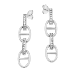 Boucles d'oreilles en argent rhodié et oxydes de zirconium