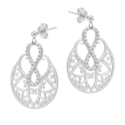 Boucles d'oreilles en argent rhodié et oxydes de zirconium