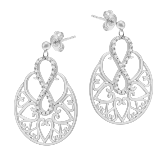 Boucles d'oreilles en argent rhodié et oxydes de zirconium