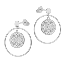 Boucles d'oreilles en argent rhodié et oxydes de zirconium