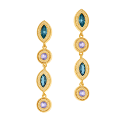 Boucles d'oreilles en argent doré et oxydes de zirconium